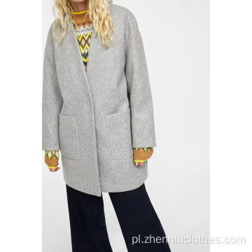 2020 OEM Damska moda zimowa Fałszywy wełniany płaszcz